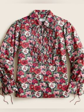 J. Crew Scalloped-sleeve top in Liberty® Poppy Amelie floral